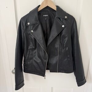Express Faux Leather Zipper Moto Motorcycle Jacket Black Size Small S